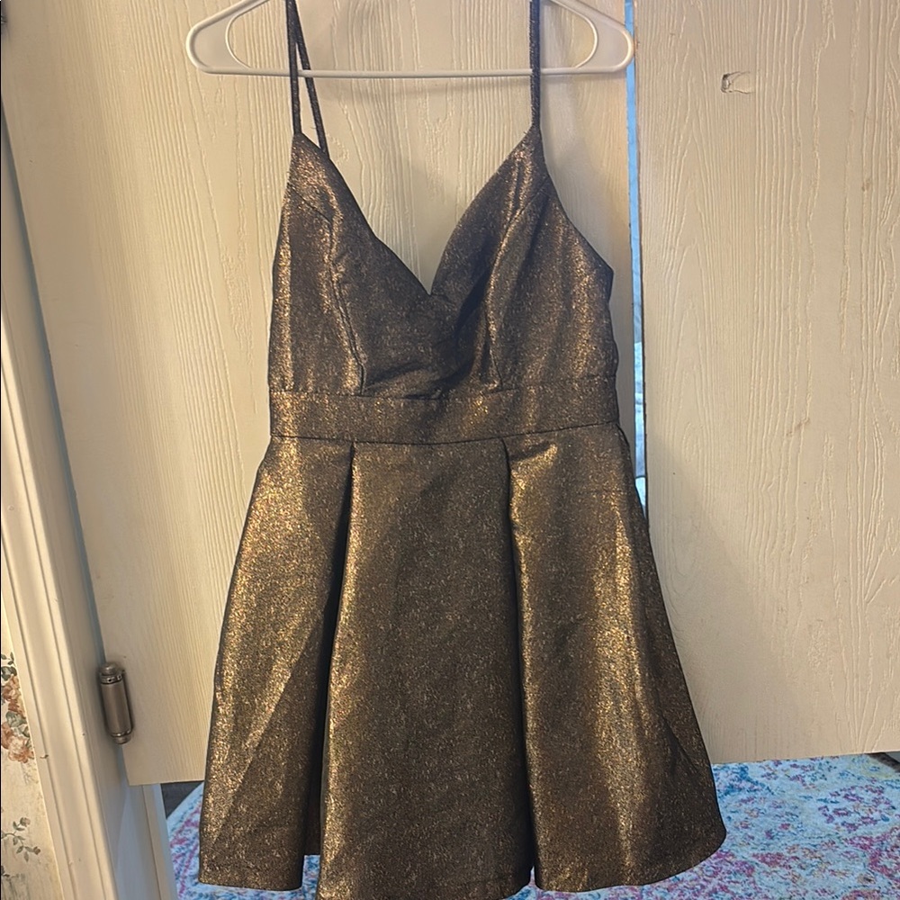 Fashion Nova Shimmering Gold Dress